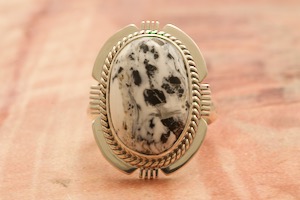 Genuine White Buffalo Turquoise Sterling Silver Native American Ring
